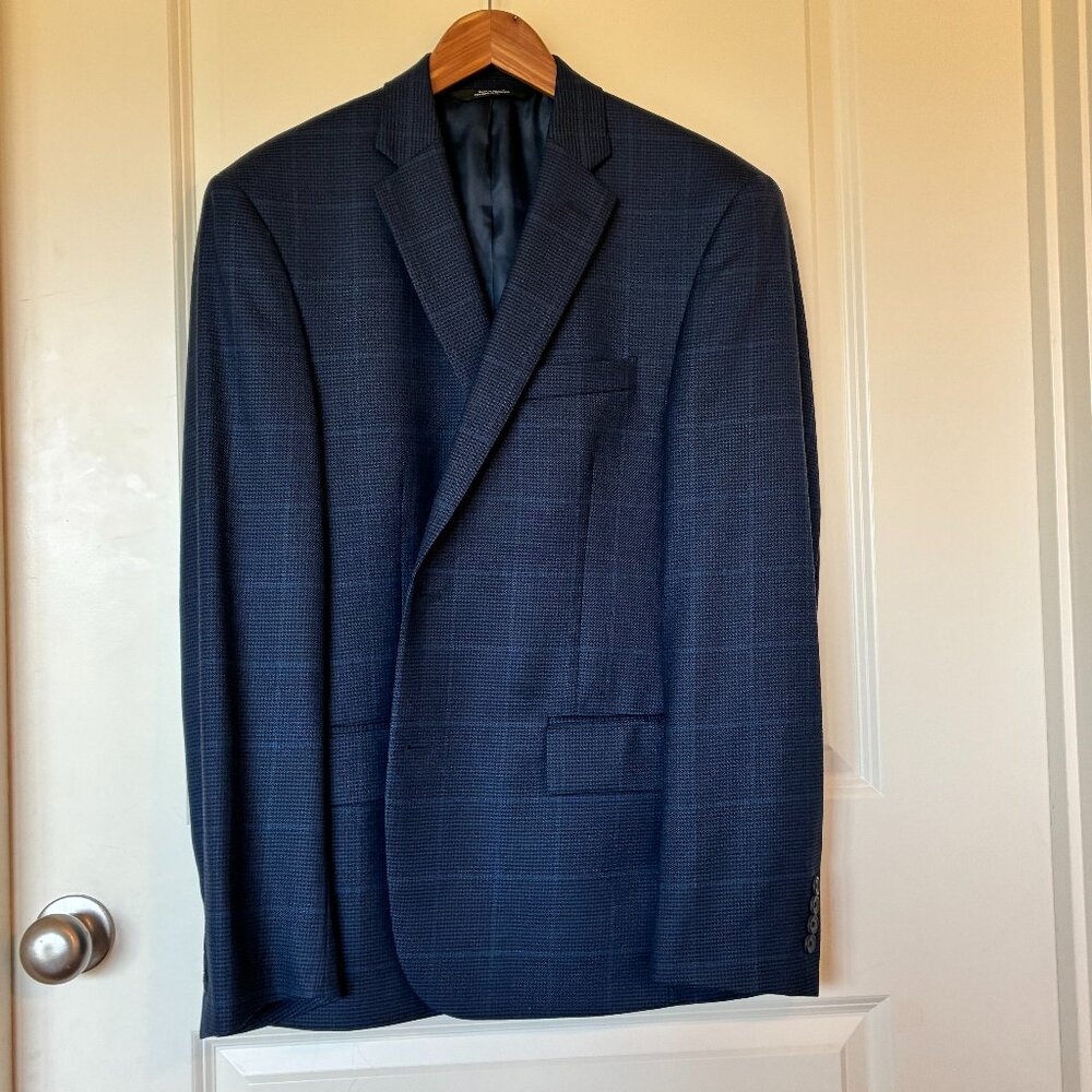 Nordstrom Men’s Shop Blue Wool Plaid Jacket – Size 44R
